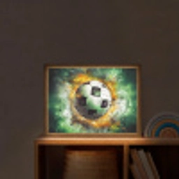 Bal - Voetbal - Groen - Oranje - Rook Light Box met batterij (Wandlamp kind) middel -sfeer1_kind