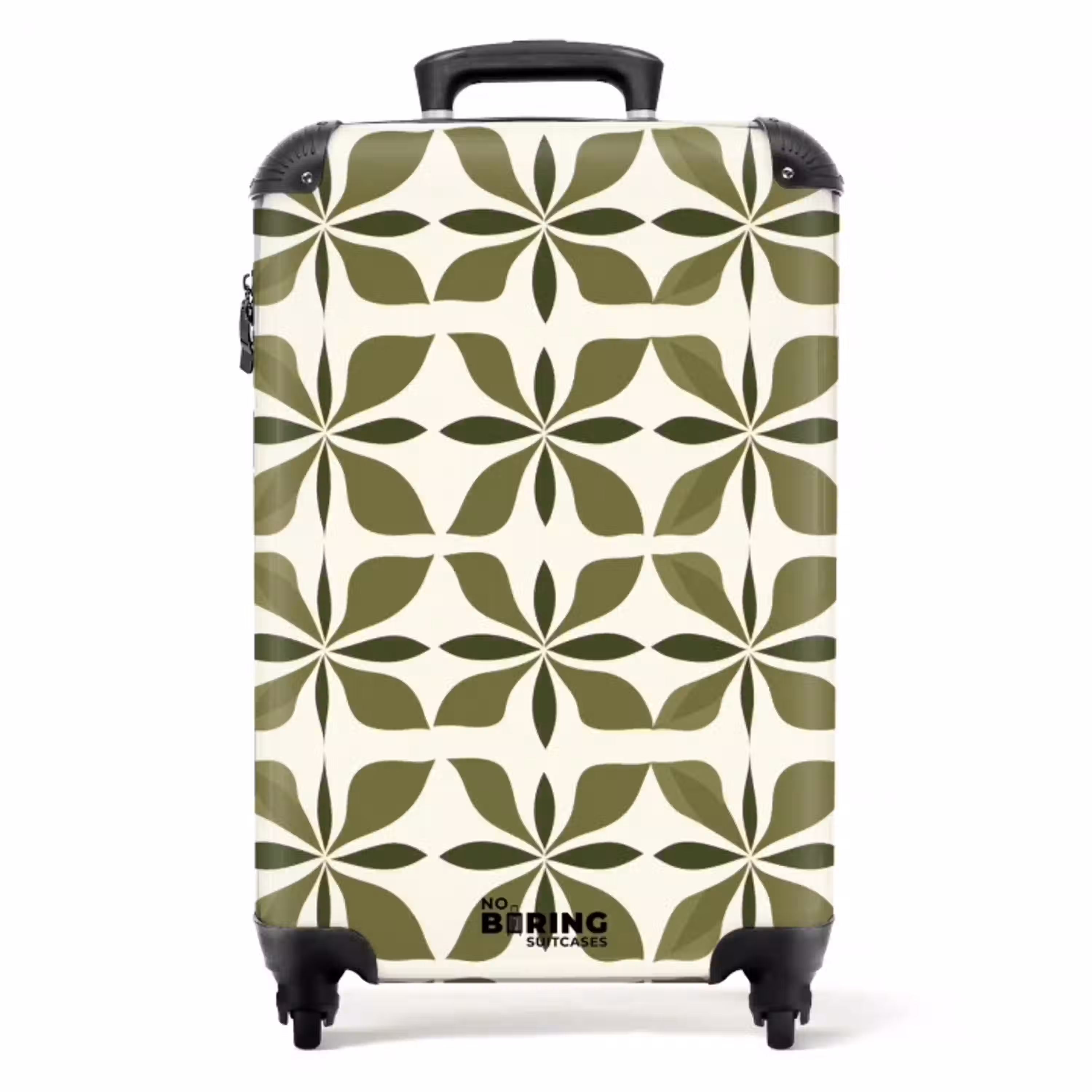 Botanisch - Retro - Groen NBS - Handbagage koffer - Volwassenen Unisex middel -productfoto_recht