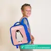 Pinguïn - Stippen - Roze - Minimalistisch Kinderrugzak - Blauw middel -sfeer3_NL
