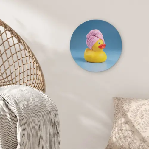 Badeend - Handdoek - Blauw Akoestische PET Vilt - Rond klein -sfeer4