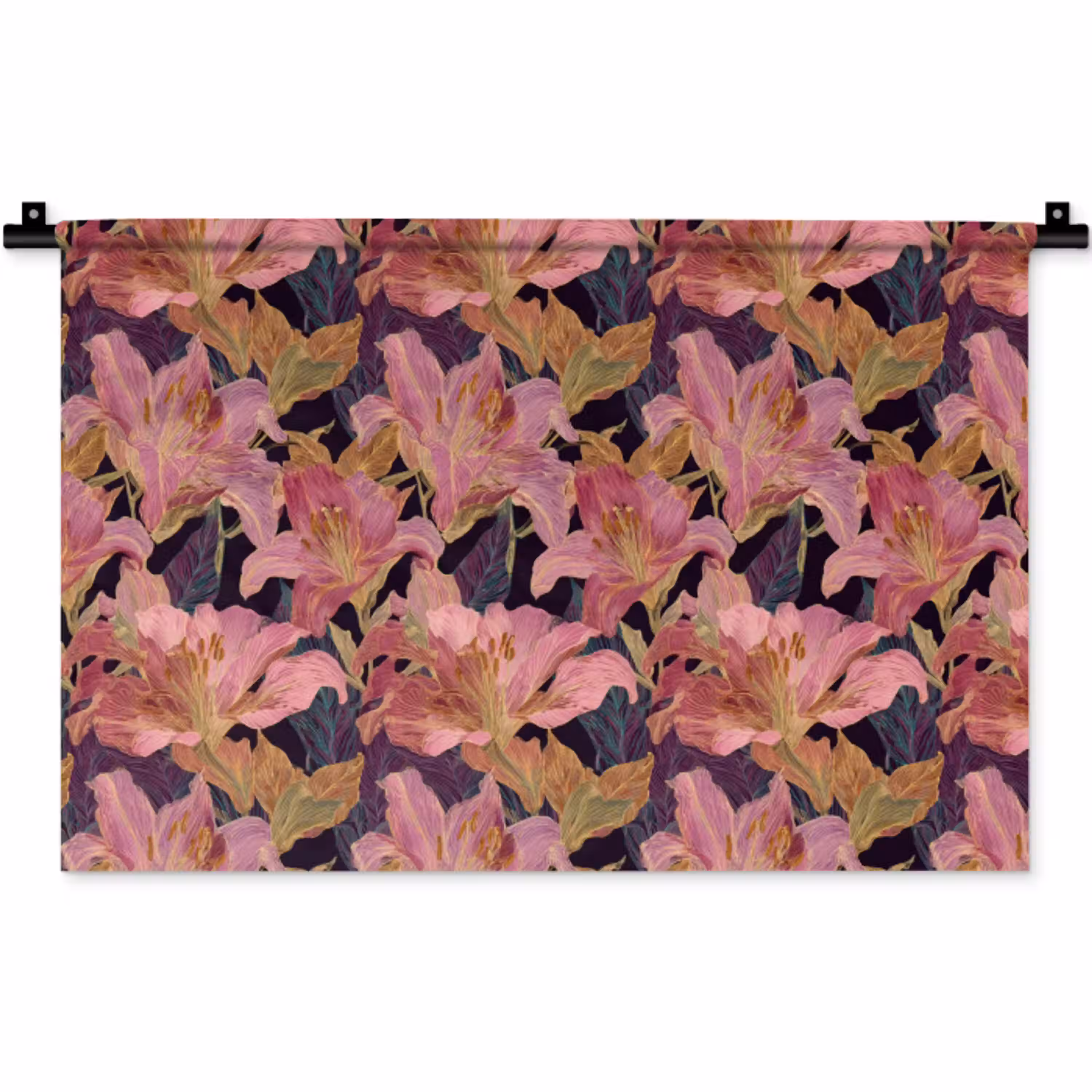 Lelies - Patroon - Roze - Goud Wandkleed katoen klein 269 -zz3d