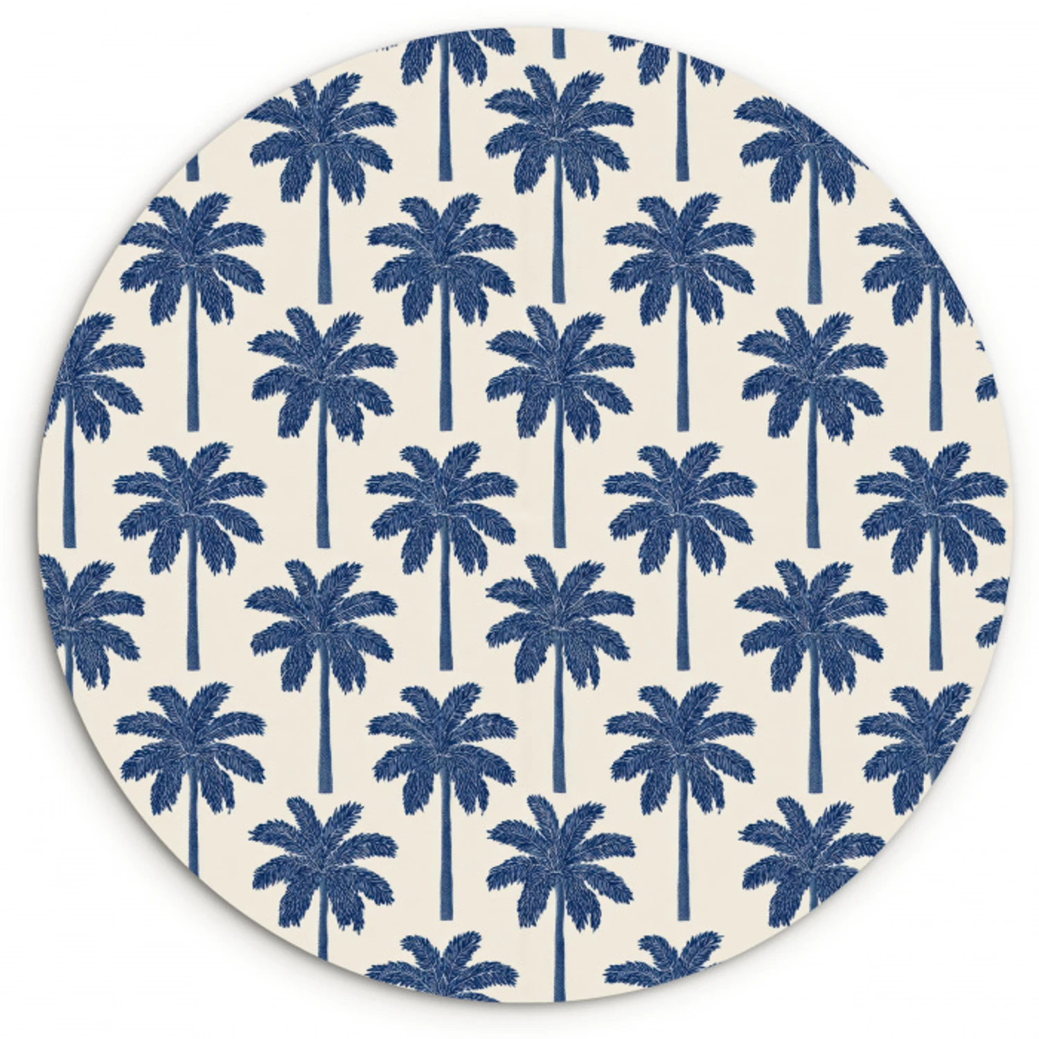 Symmetrisch - Palm - Blauw Wandcirkel kunststof plaat 5mm dik klein 188 -3d