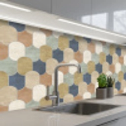Harmonie - Patroon - Kleurrijk keuken achterwand 2 middel 871 -3d_schuin