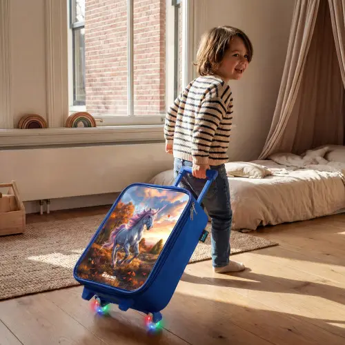 Galopperende Eenhoorn in Herfstwereld Kinderkoffer - Blauw klein -sfeer1