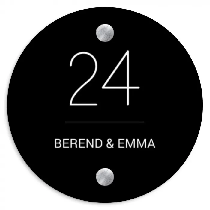 Zwart vlak - Klassiek Naambord Rond klein -3d