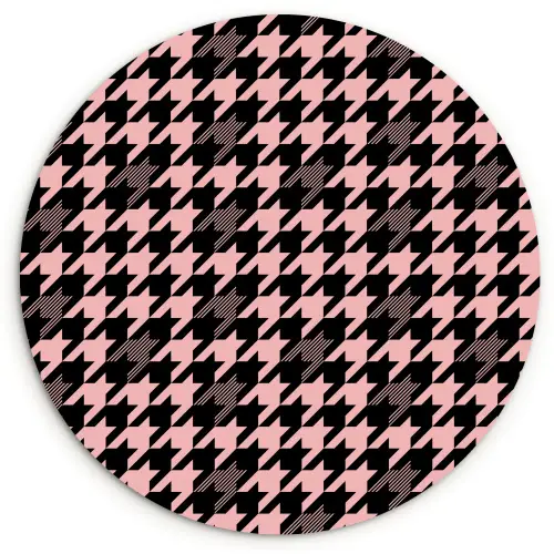 Plaid - Patroon - Zwart - Roze Wandcirkel plexiglas klein 852 -3d