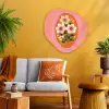 Illustratie - Bloemen - Rand - Roze Wandcirkel Organisch Plexiglas middel -sfeer4
