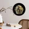 Cupcake - Eten - Goud - Zwart Wandcirkel kunststof plaat 5mm dik klein -sfeer4
