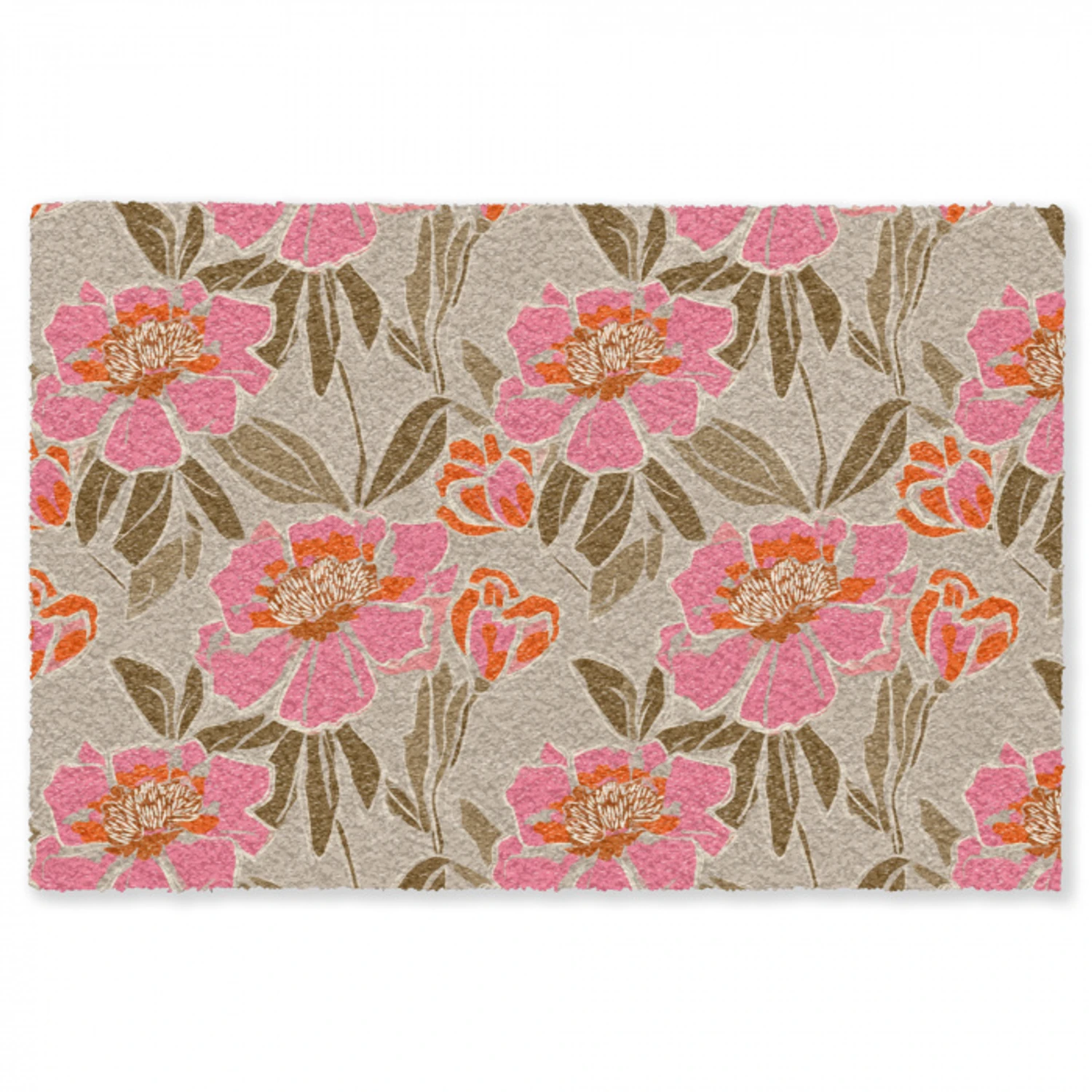 Pioenrozen - Patroon - Roze Vloerkleed Rechthoek klein 1091 -3d