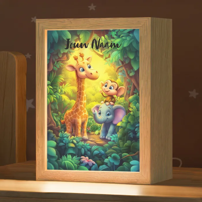 Dieren - Jungle - Giraf - Olifant - Aapje Light Box met kabel (Kinderlampje) klein -zzz_3d_website