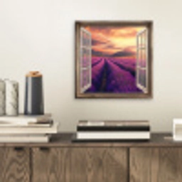 Doorkijk - Lavendel - Landschap - Bloemen - Paars aluminium wit klein -sfeer1