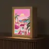 Stad - Roze - Palmbomen Light Box met kabel (Tafellamp) klein -z3d_website