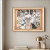 Doorkijk - Hert - Sneeuw - Winter - Bos - Dieren Textielframe - compleet frame klein -sfeer2