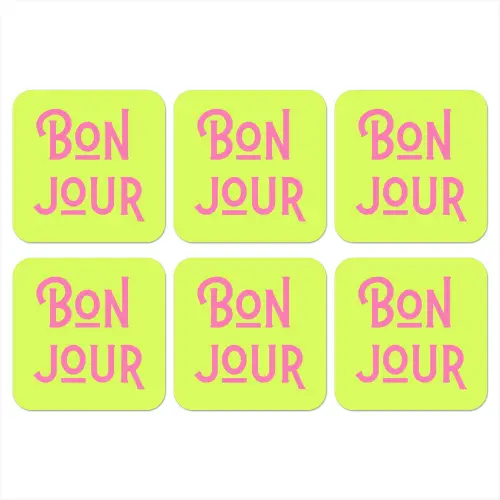 Groen - Roze bonjour - art-deco onderzetter kurk middel -3d