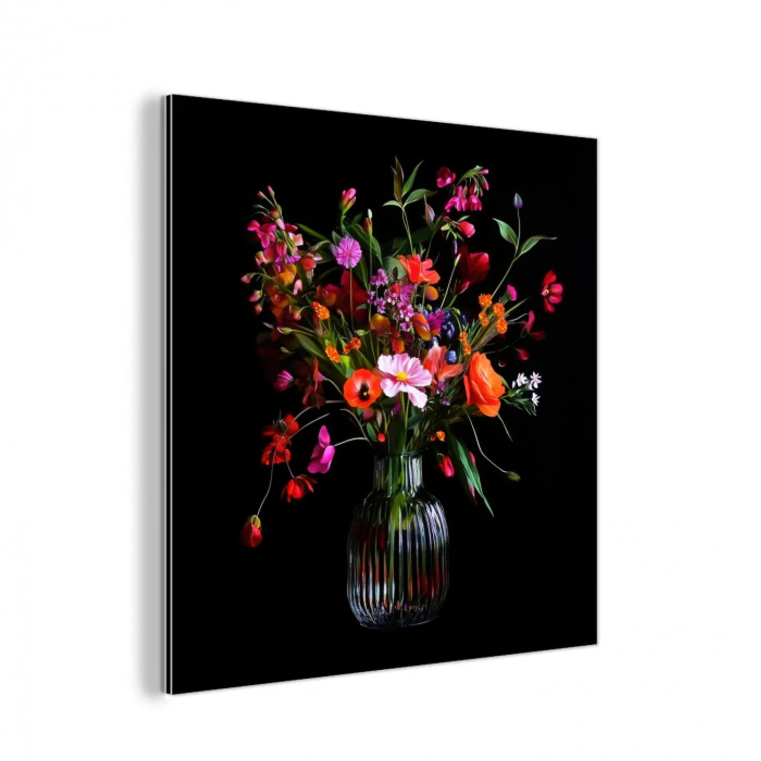 Boeket - Veldbloemen - Vaas aluminium wit klein -3d