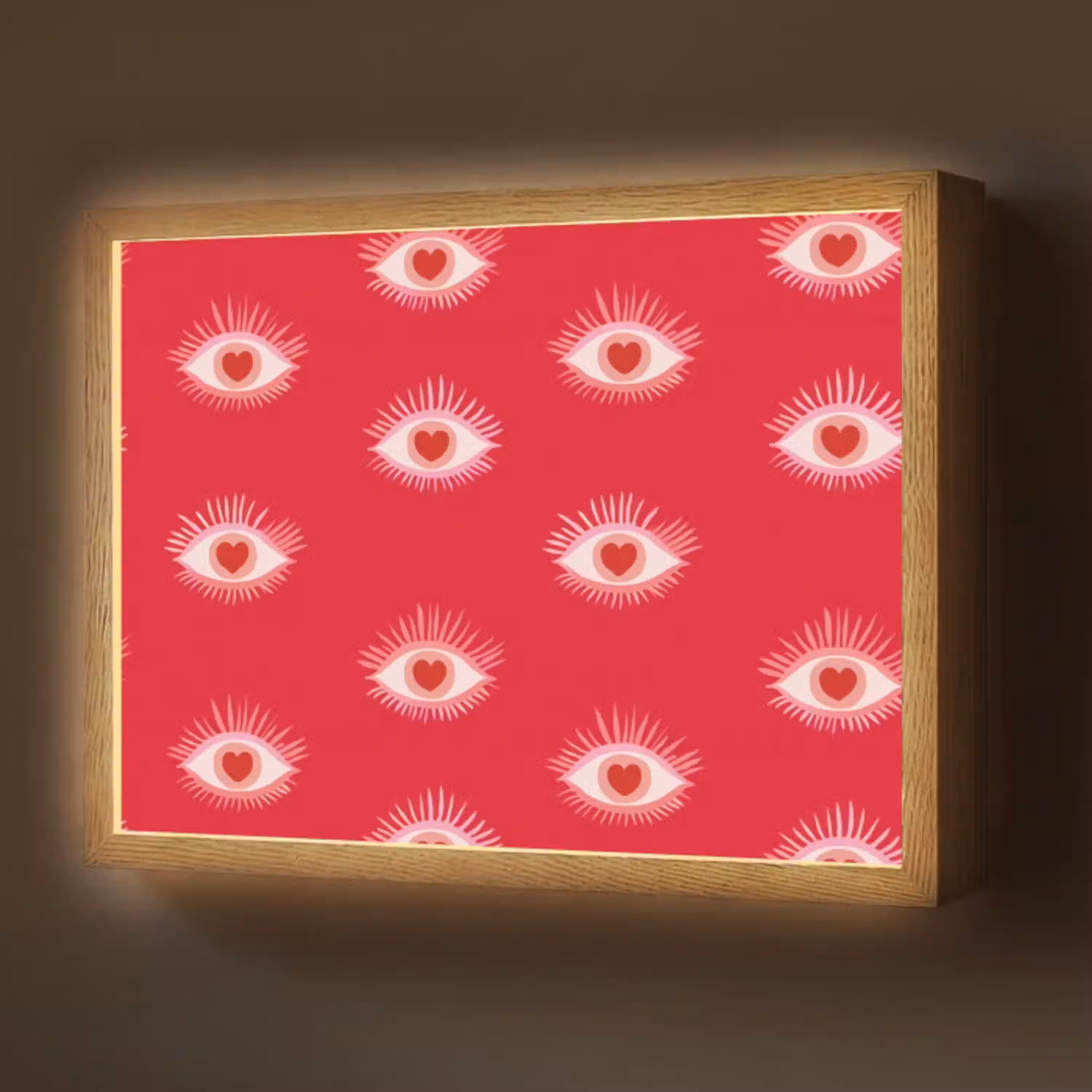 Ogen - Hart - Abstract - Rood - Roze Light Box met batterij (Wandlamp) middel 907 -z3d_website