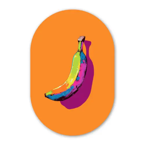 Felle kleuren - Banaan - popart Wandcirkel Ovaal Forex klein -3d