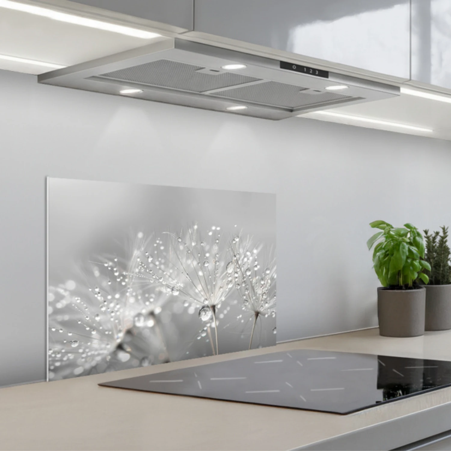 Paardenbloem - Waterdruppels - Stilleven - Modern keuken achterwand spatscherm klein -3d_schuin
