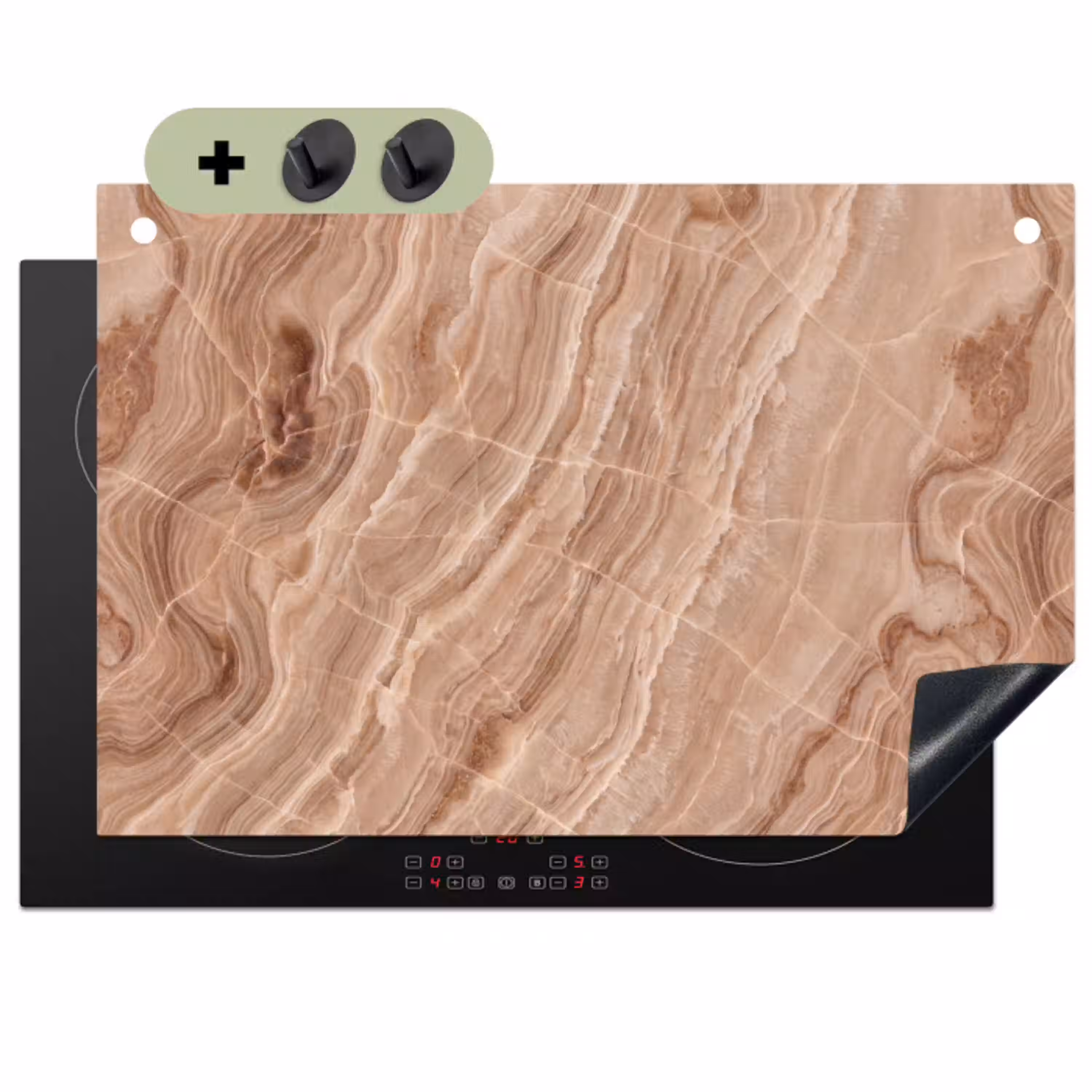 Textuur - Golvend - Abstract - Warm - Bruin Inductie beschemer met haakjes klein -3d