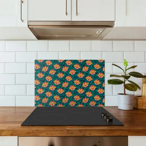 Groen - Disco - Patroon keuken achterwand spatscherm klein 900 -sfeer2