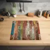 Kleurrijk Verweerd Hout Inductie beschermer vinyl 3mm middel -sfeer5