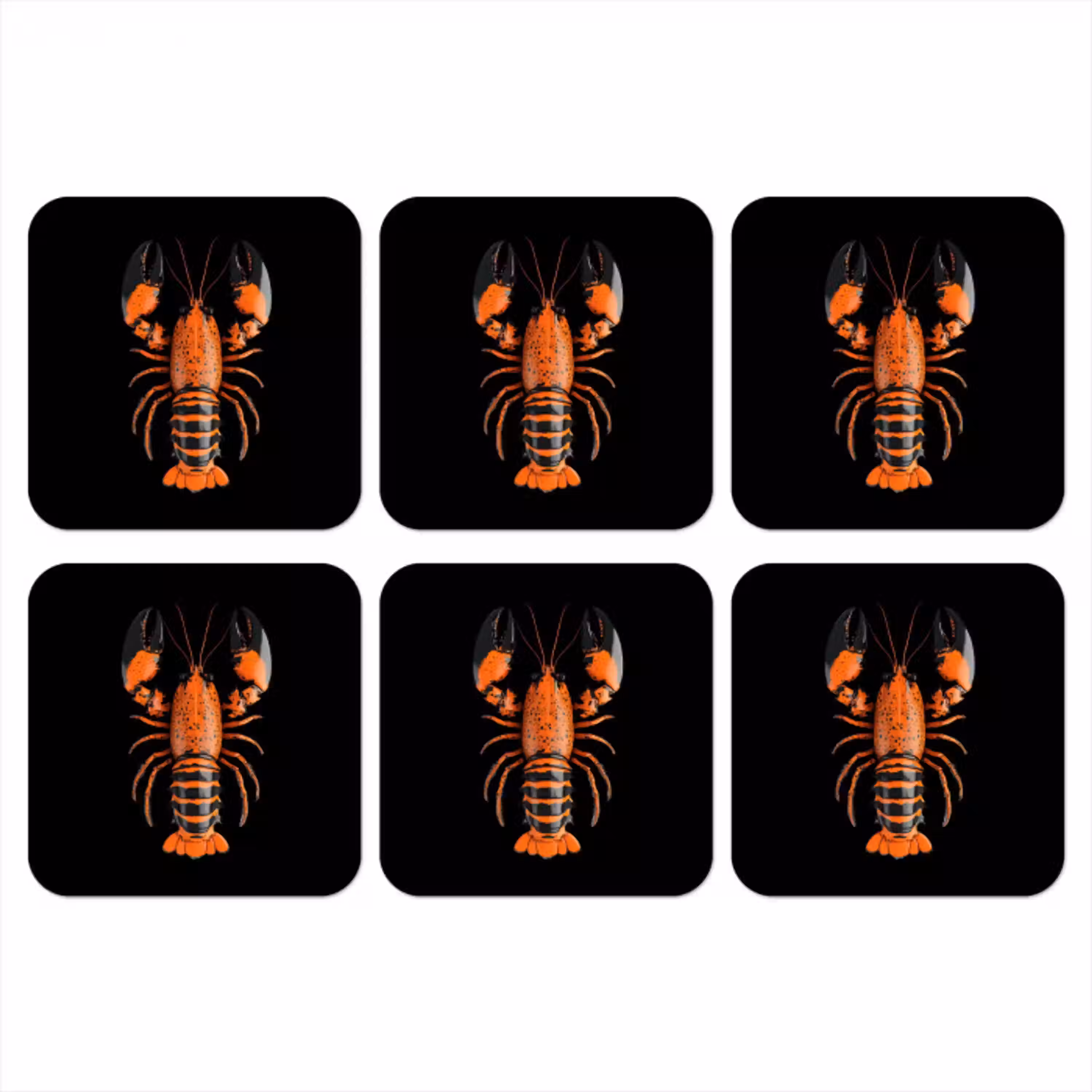 Kreeft - Oranje - Zwart - Modern onderzetter kurk middel -3d