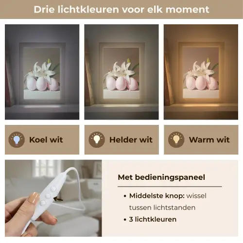 Lelies - Eieren - Pasen Light Box met kabel (Tafellamp) klein -USP_lichtkleurNL
