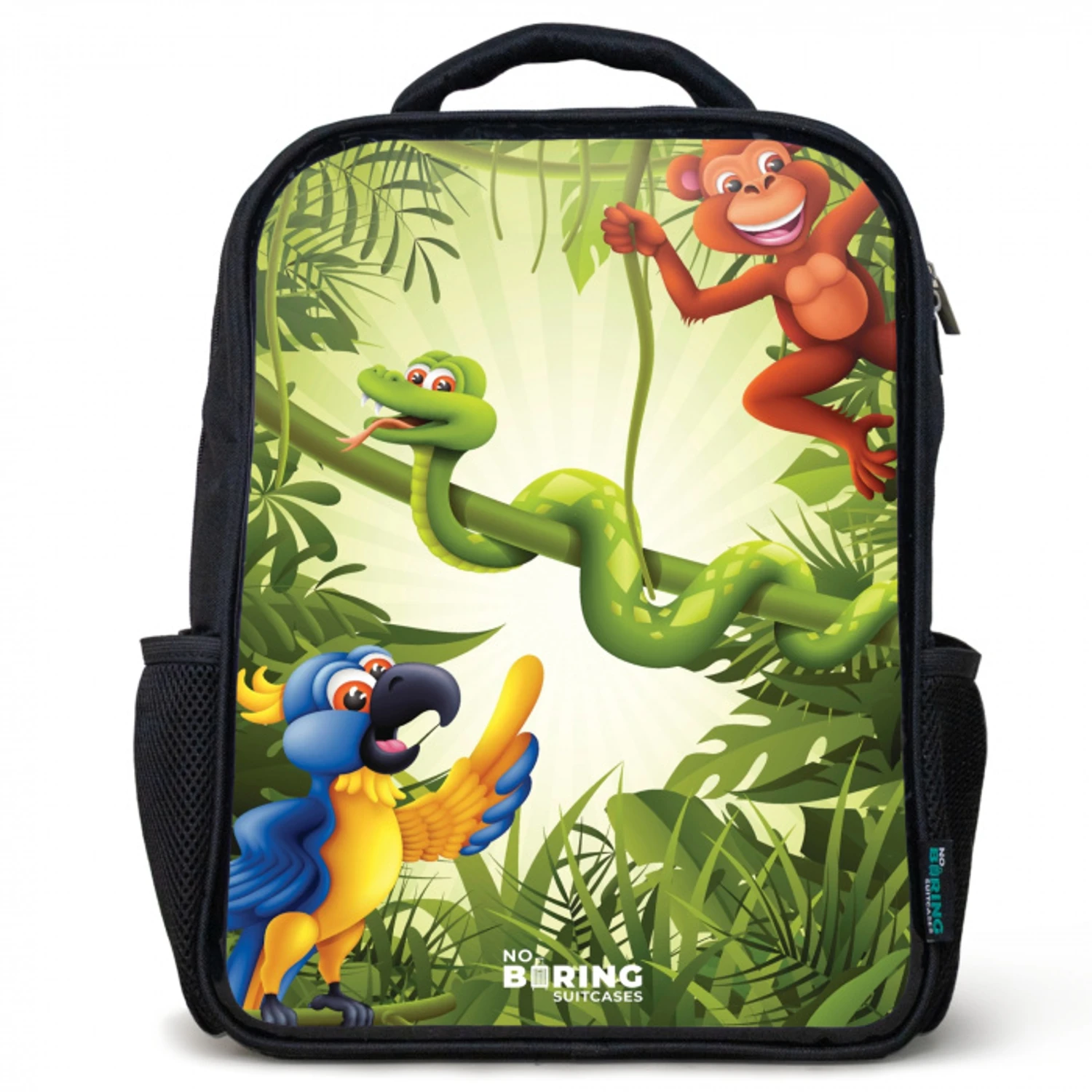 Dieren in de jungle Rugzak - Zwart middel -3d