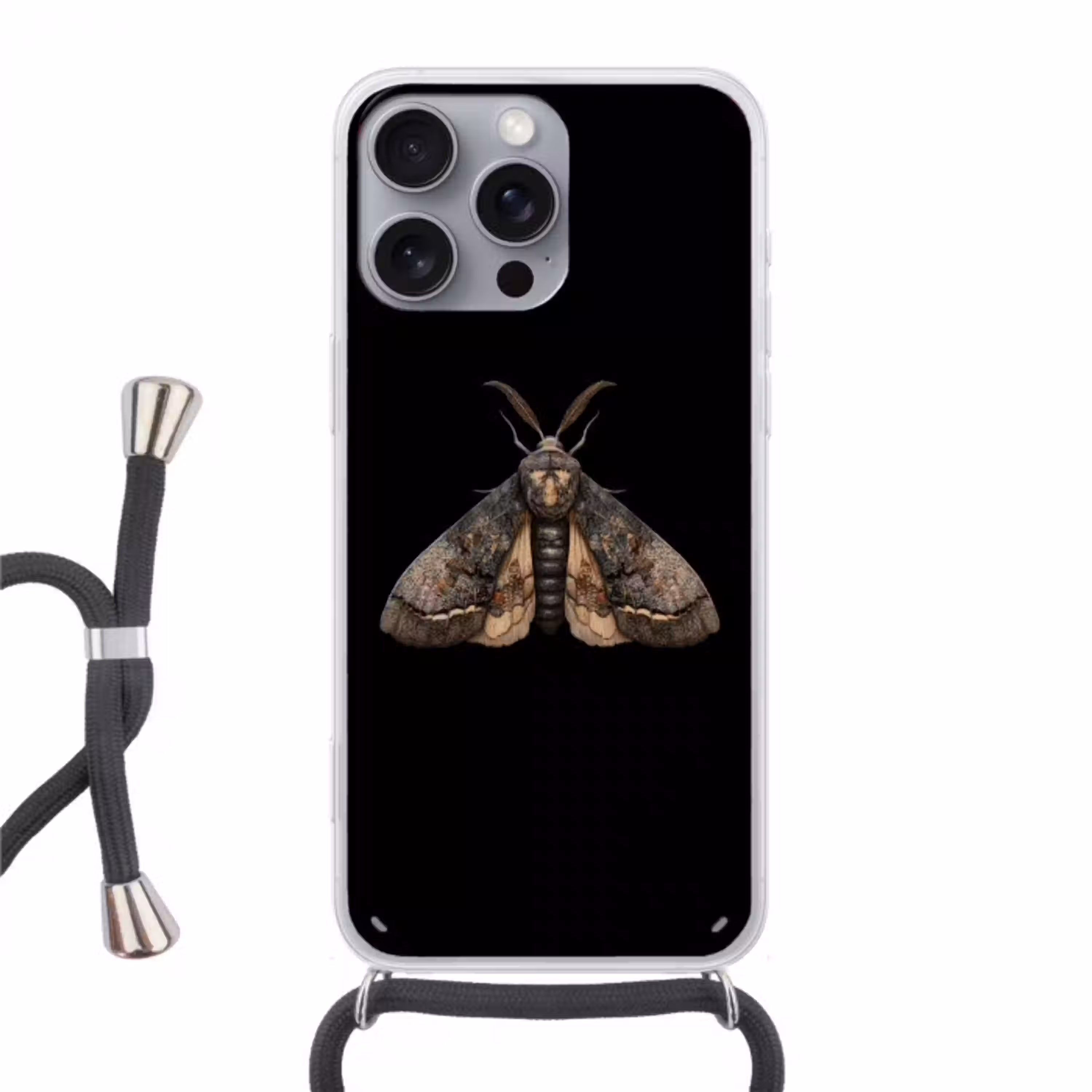 Mot - Bladachtig - Grijs Hoesje iPhone 16 Pro Max met koord klein -3d