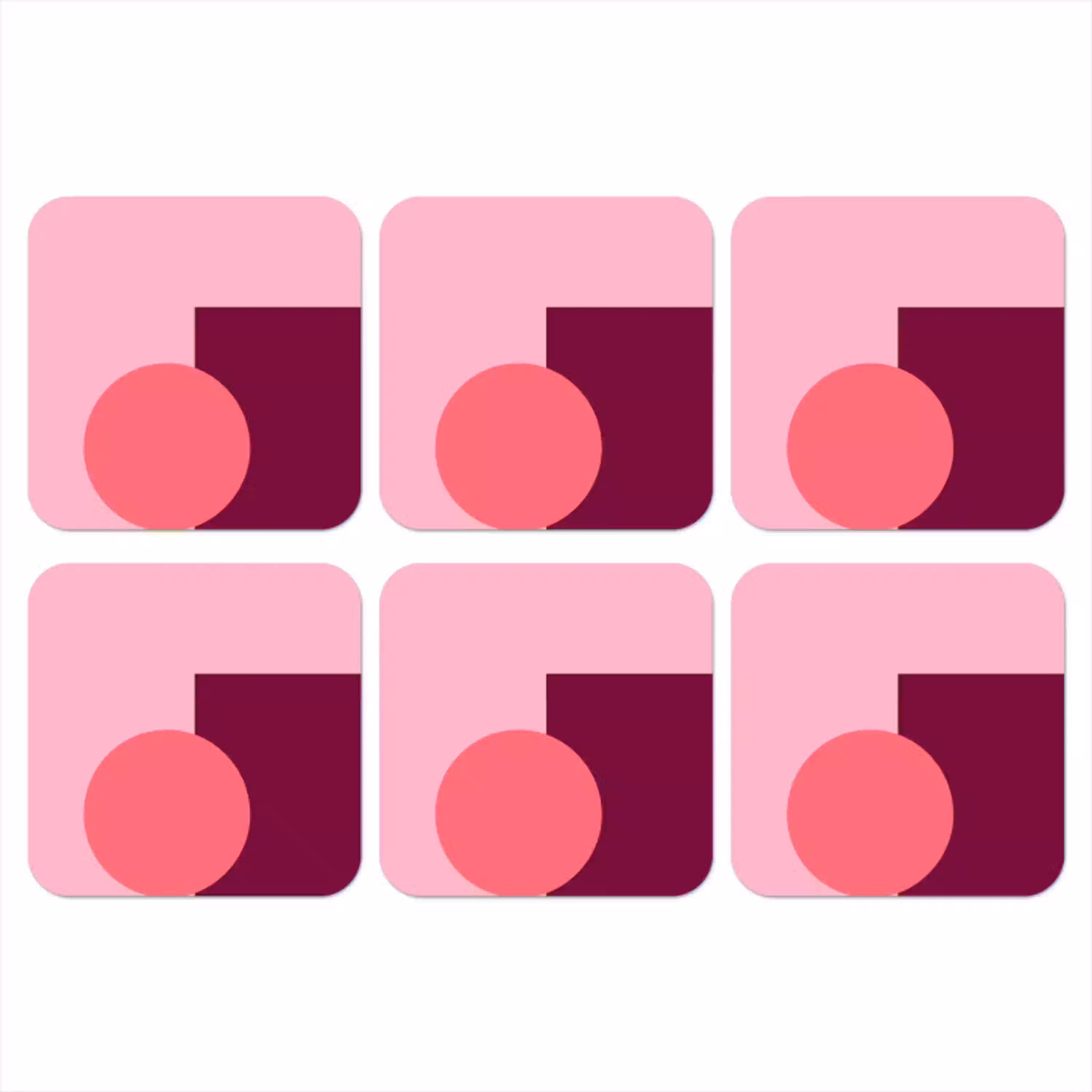 Abstract - Vormen - Roze - Modern - Design onderzetter kurk middel -3d