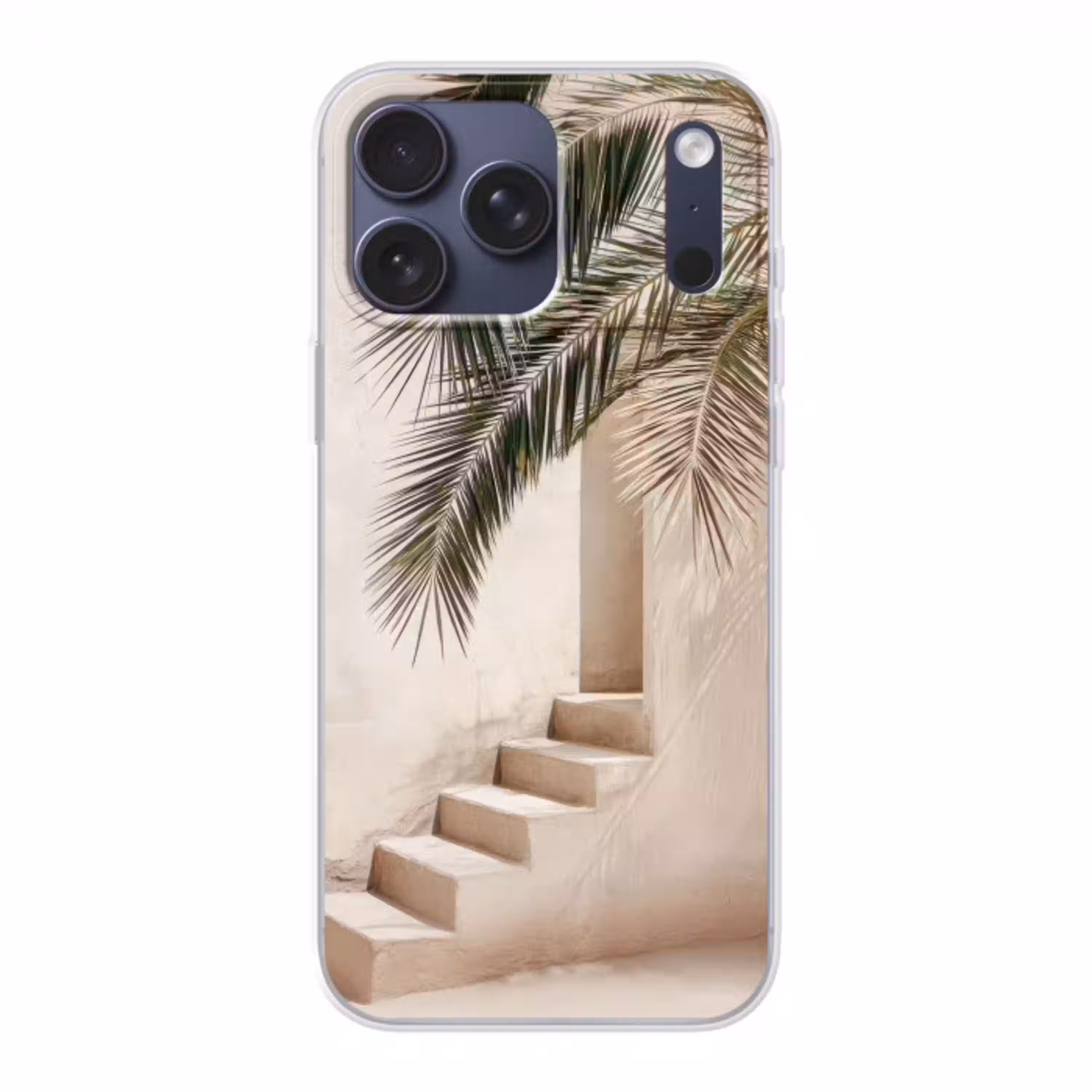 Palmboom - Schaduw - Trap - Beige Telefoonhoesje iPhone 17 Pro Max klein -3d