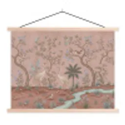 Nostalgisch - Reigers - Roze textielposter latten blank klein -3d
