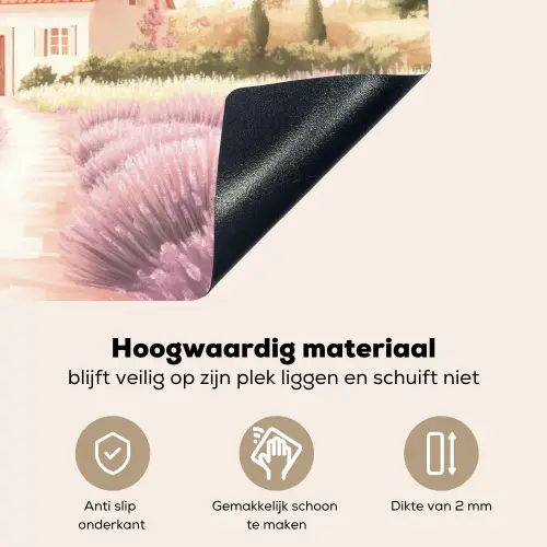 Lavendelveld - Huis - Paars Inductie beschemer met haakjes klein -ky-onderkant-nl