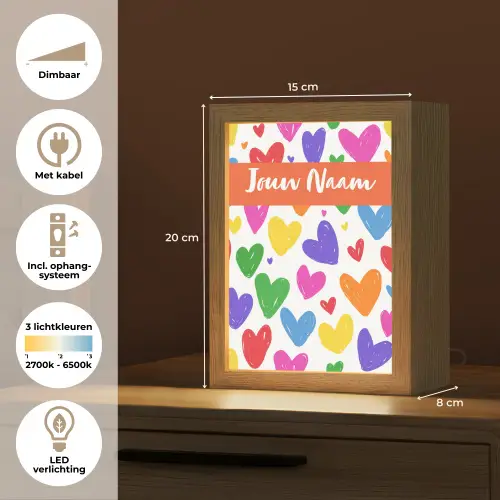 Hartjes - Patroon - Kleurrijk Light Box met kabel (Kinderlampje) klein -USP_NL