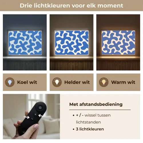 Vormen - Abstract - Blauw - Golven Light Box met batterij (Wandlamp) middel -USP_lichtkleurNL