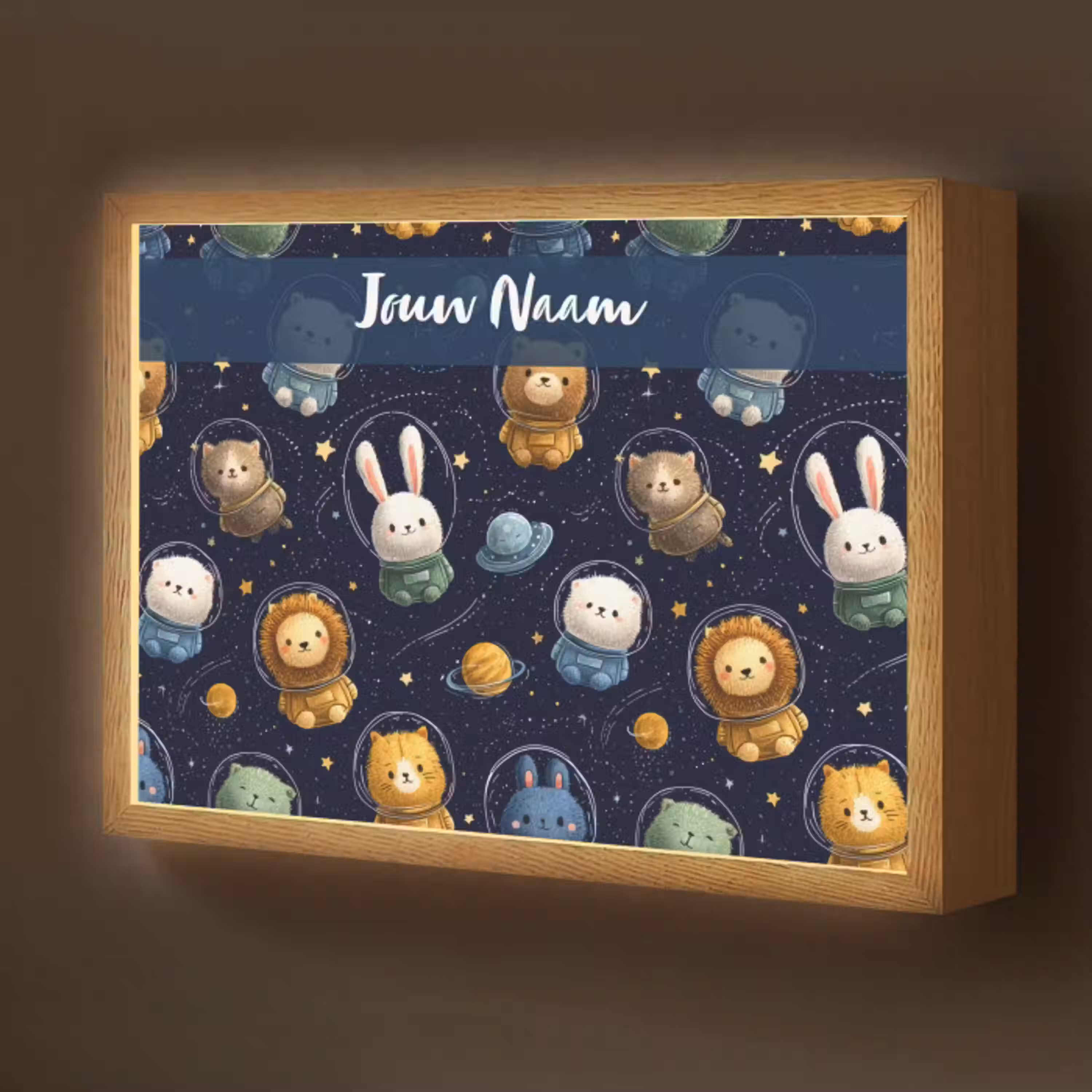 Dieren - Sterrenhemel - Ruimte Light Box met batterij (Wandlamp kind) middel -z3d_website