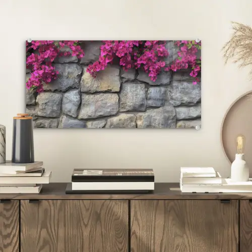Bougainvillea - Stenen Muur - Roze plexiglas 5mm klein -sfeer1