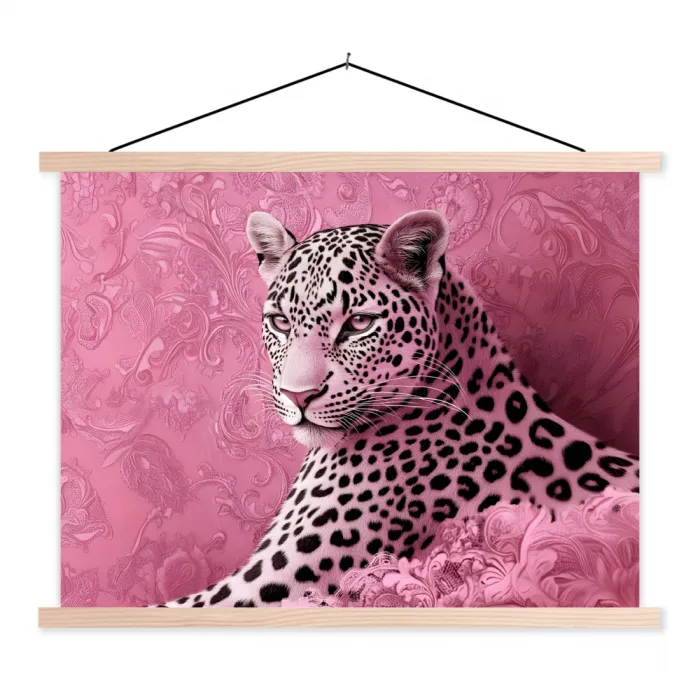 Panter - Luxe - Roze textielposter latten blank klein -3d