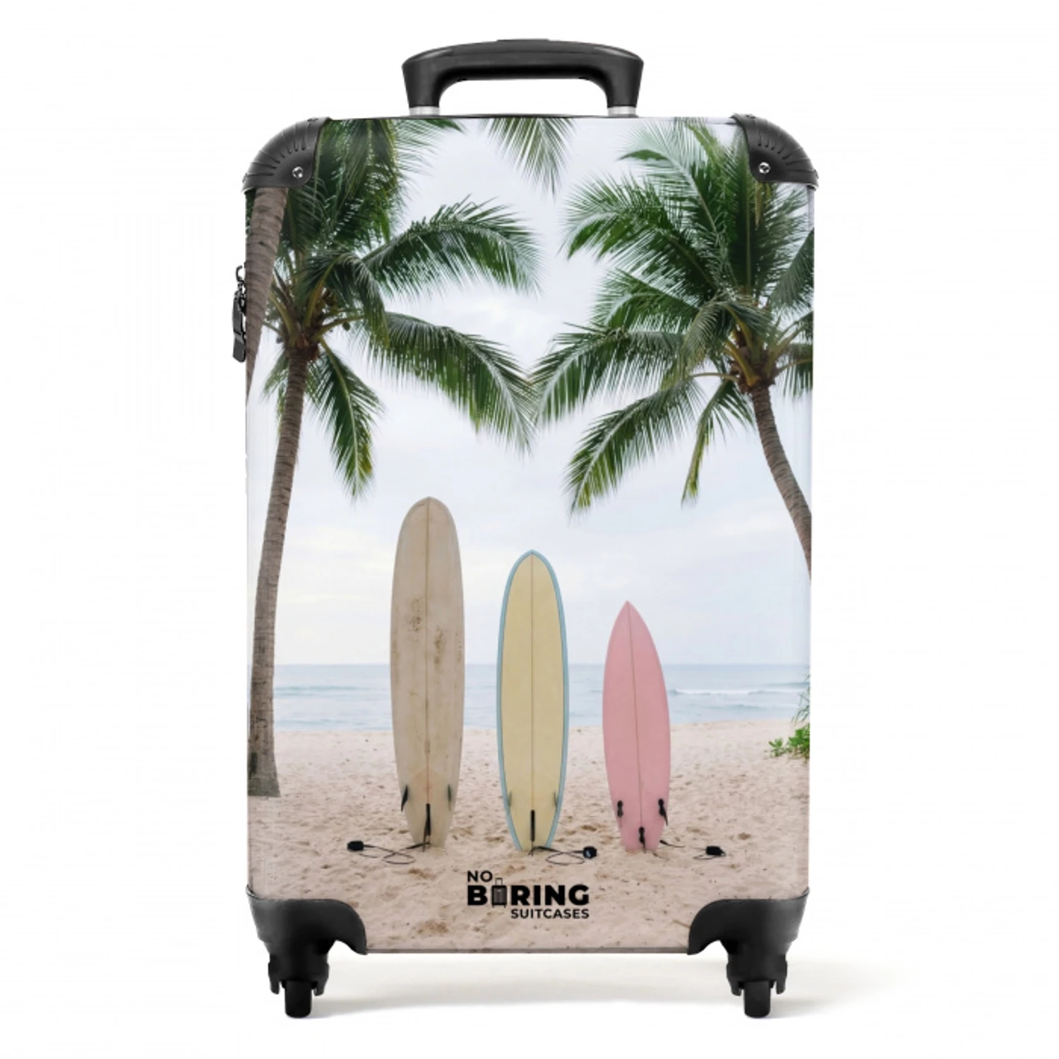Surfboard - Palmbomen - Kleurrijk NBS - Handbagage koffer - Volwassenen Unisex middel -productfoto_recht