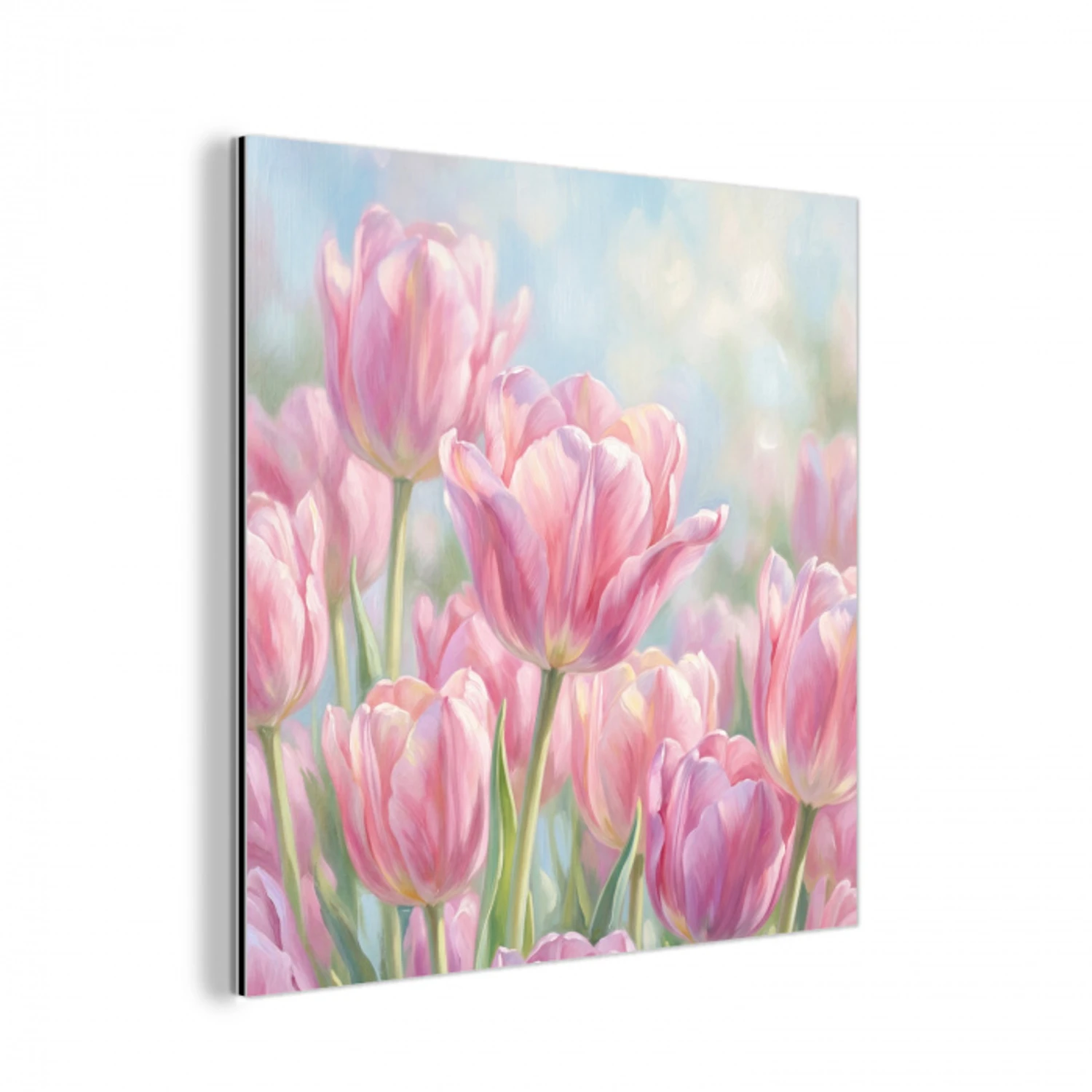 Tulpen - Veld - Lente - Roze aluminium wit klein -3d