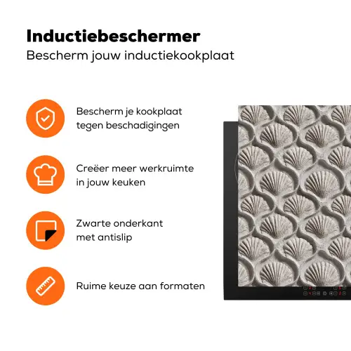 Zand - Schelpenvorm - Grijs Inductie beschermer vinyl 3mm klein 276 -zzzzzzz-td-ups