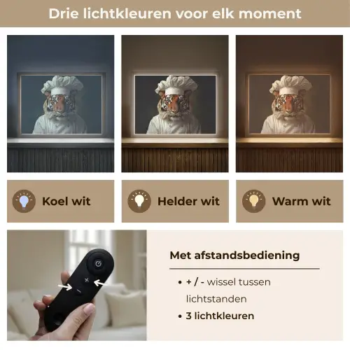 Tijger - Kokskleding - Bruin Light Box met batterij (Wandlamp) middel -USP_lichtkleurNL