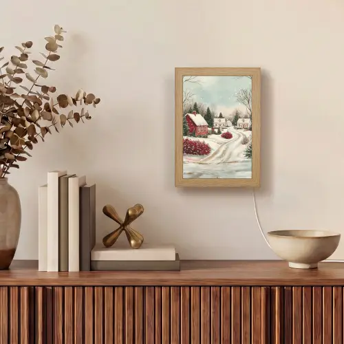 Kerstsfeer - Landelijk - Rood Light Box met kabel (Tafellamp) klein -sfeer2