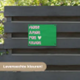 Amor - Valentijn - Groen - Tekst tuinposter los doek klein -sfeer3