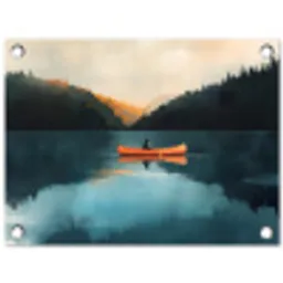 Bossen - Meer - Kano - Oranje tuinposter los doek klein -3d