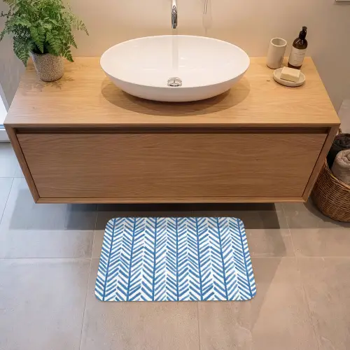 Patroon - Streep - Blauw Badmat klein 997 -sfeer1