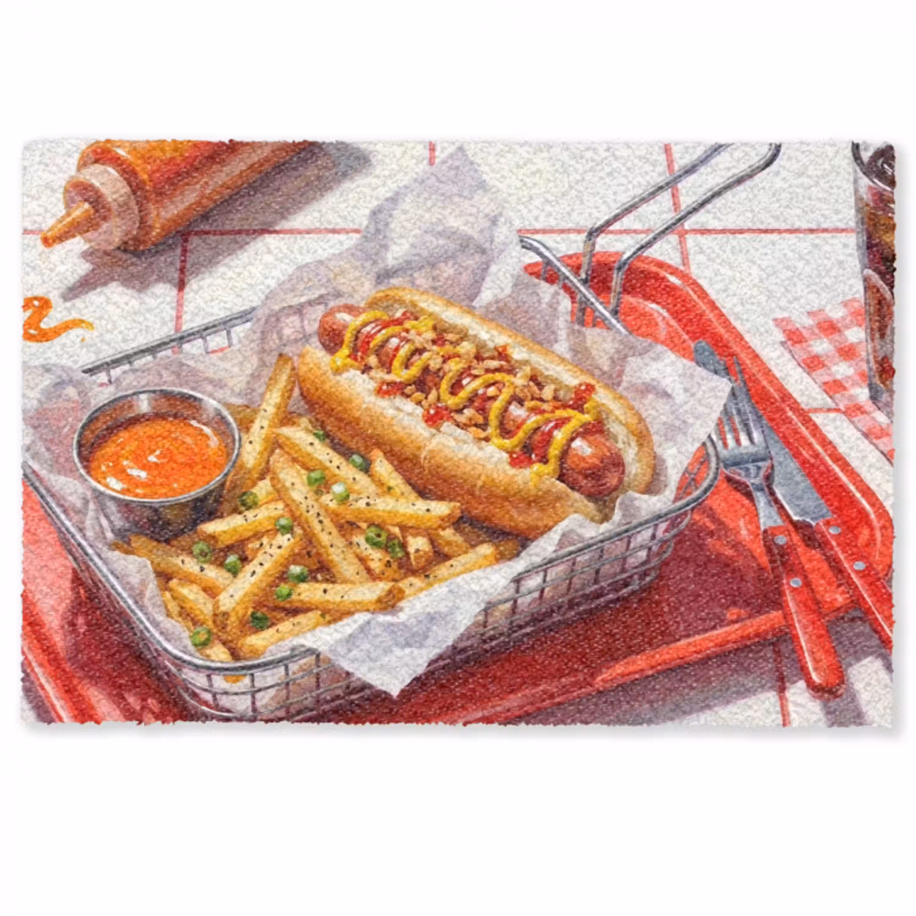 Eten - Hotdog - Fastfood - Modern - Rood Deurmat klein -zkaufland3d