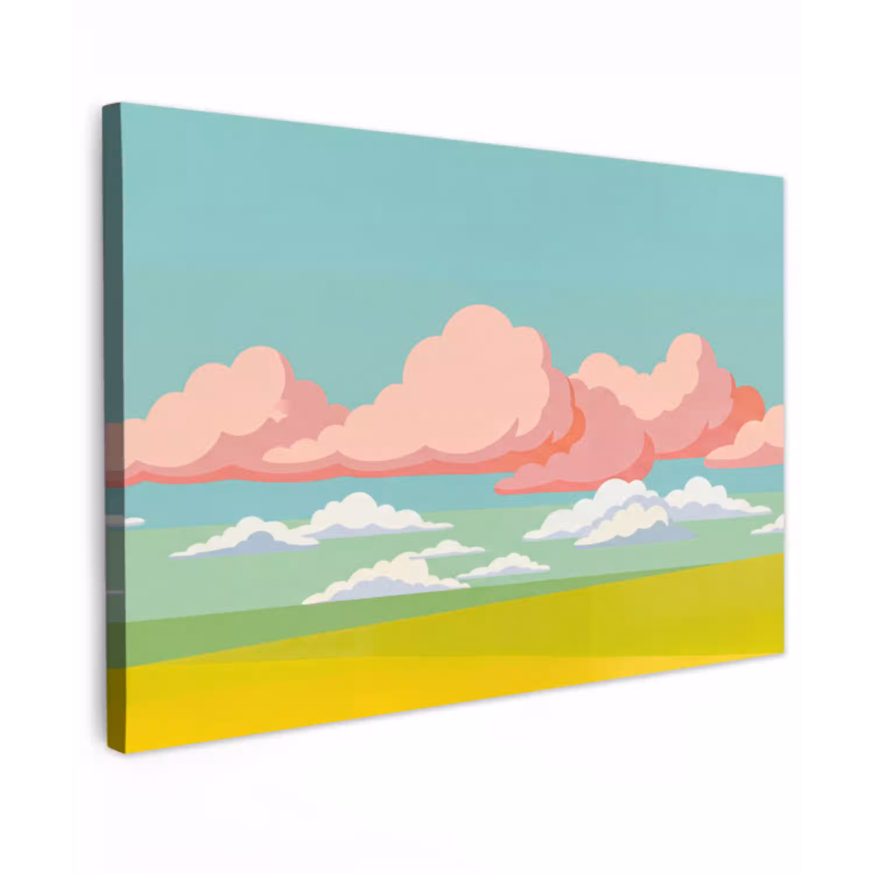 Wolken - Roze - Natuur - Modern - Pastel Tuinposter op houten frame 2 cm dik klein -3d