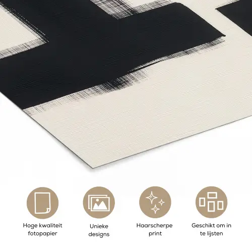 Zwart - Abstract - Japandi poster papier klein -closeup_NL