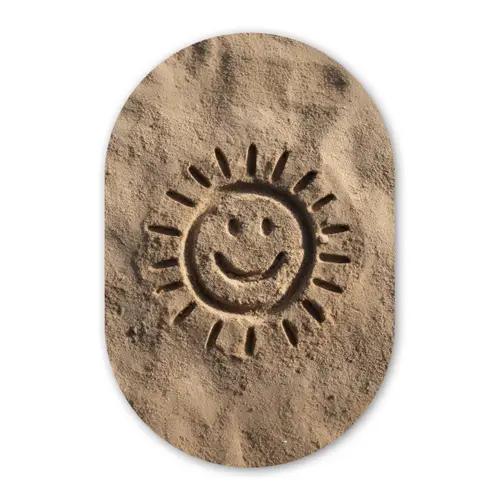Gezichtje - Zon - Zand - Getekend Wandcirkel Ovaal Glas middel -3d